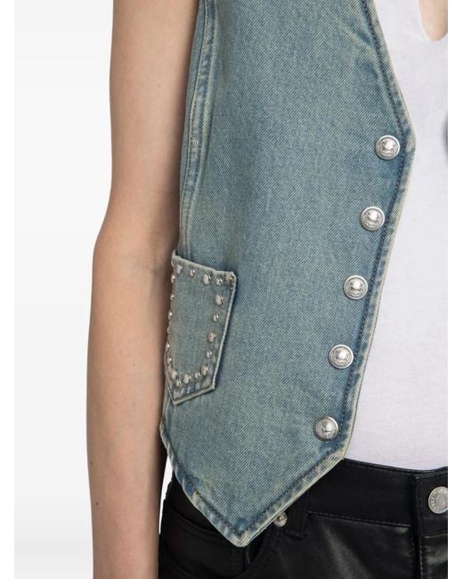 Zadig & Voltaire Blue V-Neck Studded Waistcoat