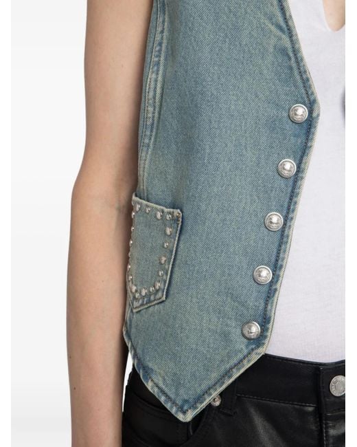 Zadig & Voltaire Blue V-neck Studded Waistcoat