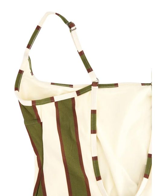 Haight White Thidu Piping Striped Scoop-Neck Swimsuit