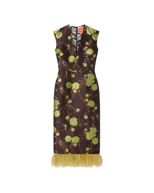 LaDoubleJ Brown Sleek Dress With Feathers