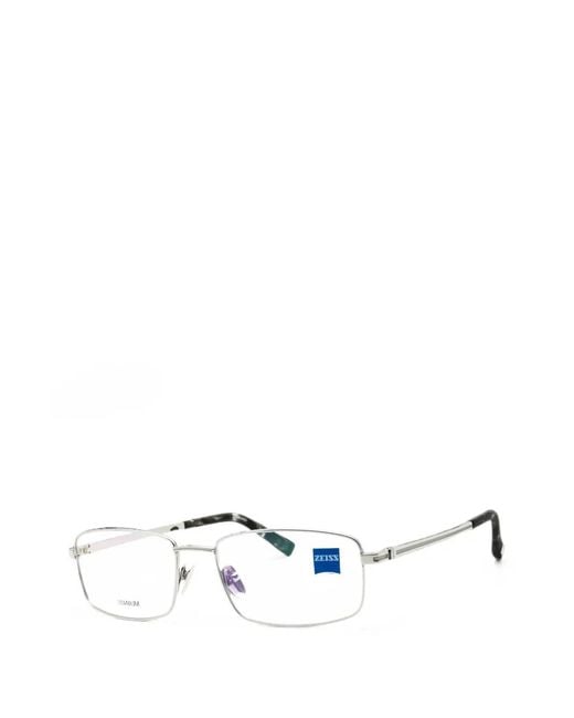 Zeiss White Rectangle-Frame Titanium Glasses for men