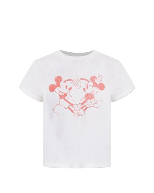 Re/done White Heart-Print T-Shirt