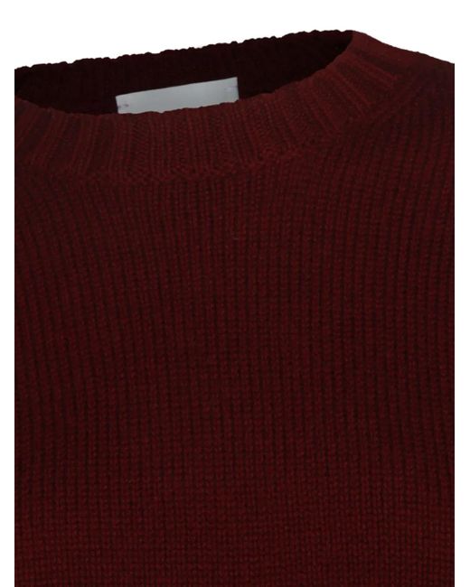 Allude Purple Crew-Neck Ribbed-Knit Sweater