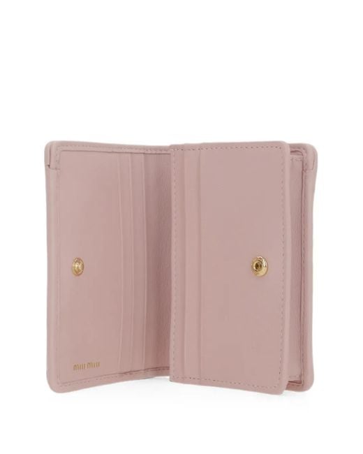 Miu Miu Pink Small Matelassé Nappa Leather Wallet
