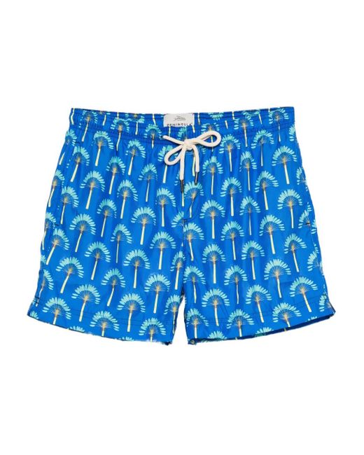 Peninsula Badeshorts Mit Palmen-Print in Blue für Herren