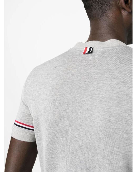 Thom Browne Gray Grosgrain-Loop Short-Sleeve T-Shirt for men