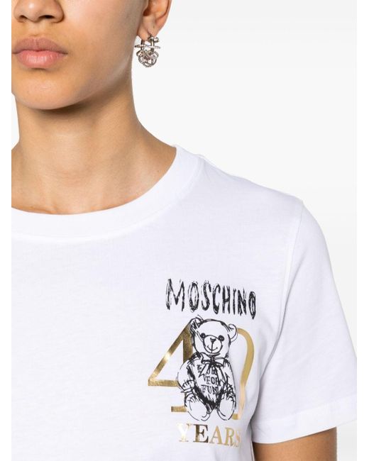 Camiseta con estampado Teddy Bear Moschino de color White