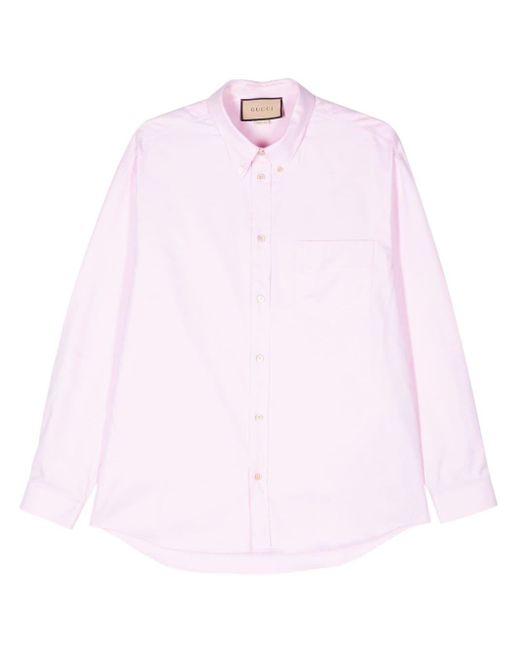 Gucci Pink Double-g Cotton Oxford Shirt for men