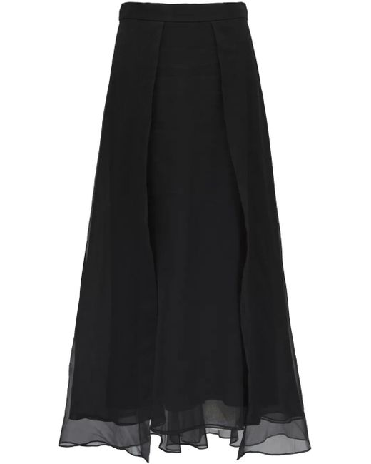 Jupe Midi En Satin De Soie Brunello Cucinelli en coloris Black