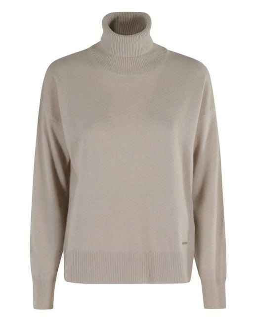 Woolrich Gray Turtleneck Sweater With Ribbed Detailing