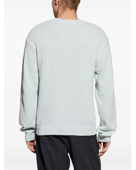 FRAME White Crew-Neck Ribbed-Trim Sweater for men