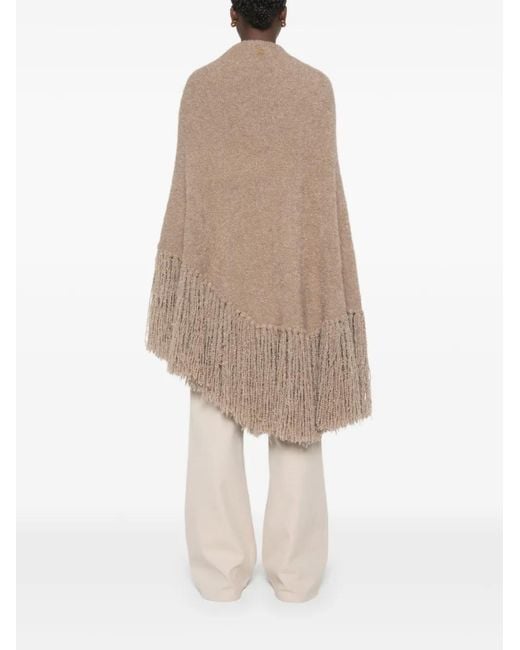 Chiara Is Natural Fringed-Hem Cape