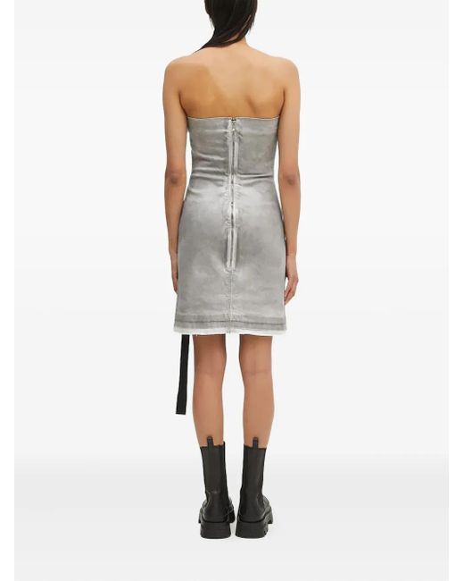 Rick Owens White Strapless Seam-Detail Midi Dress