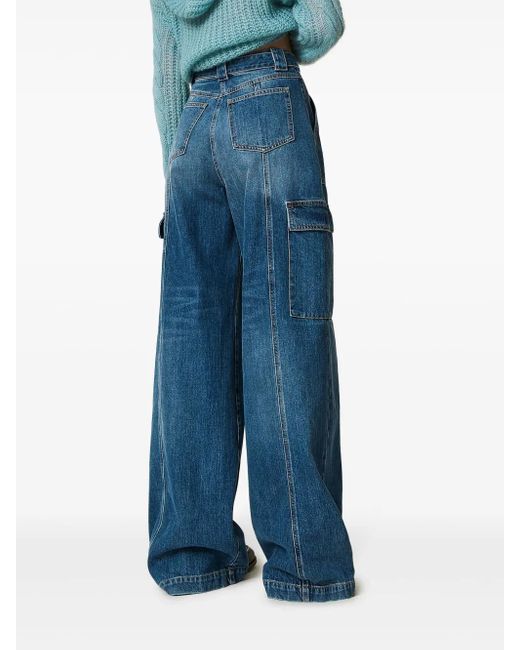 Twinset Blue High-Rise Belted Jeans