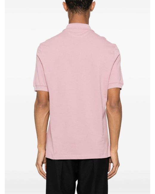 Brunello Cucinelli Pink Piqué Polo Shirt With Print for men