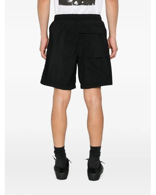 Stone Island Black Elasticated-Waistband Logo Track Shorts for men