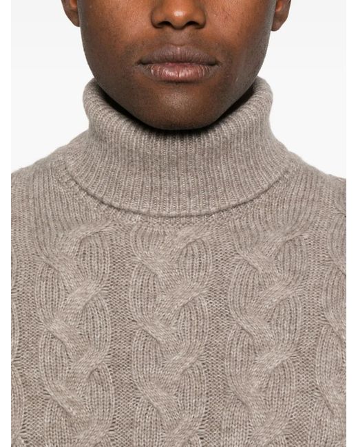 Gran Sasso Rollkragenpullover mit Zopfmuster in Gray für Herren
