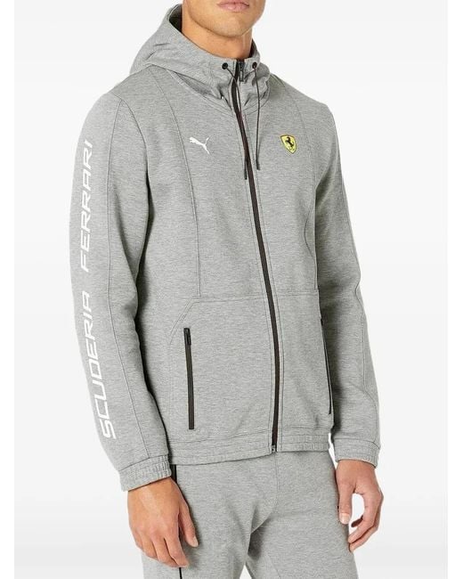 PUMA Gray X Ferrari Hooded Zip-Fastening Sweatshirt for men