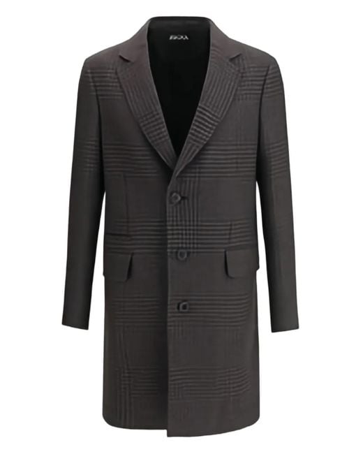 Zegna Karierter Mantel in Black für Herren