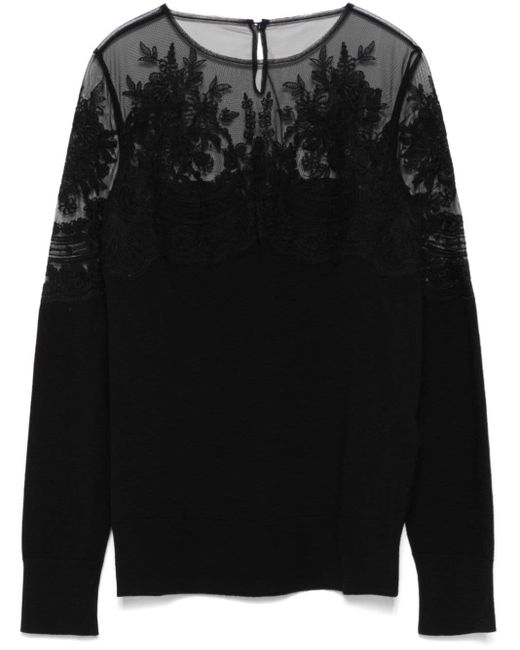 Ermanno Scervino Black Lace-Panelled Sweater