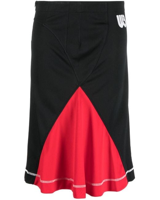 Wales Bonner Red Colour-block Midi Skirt
