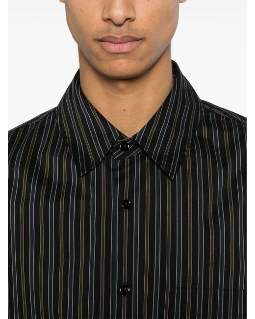 Lemaire Black Long-sleeved Striped Shirt for men