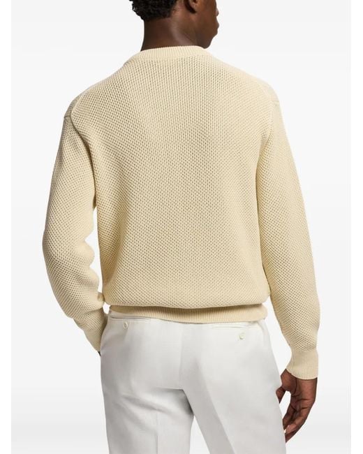 Ralph Lauren White Honeycomb-Stitch Cotton Sweater for men