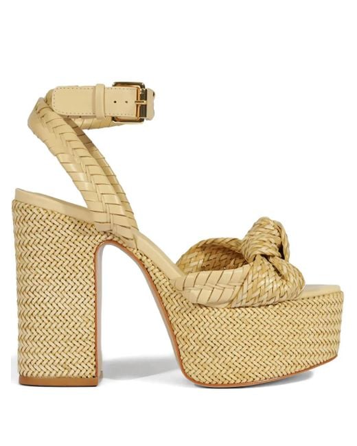 SCHUTZ SHOES Metallic Woven Platform Heeled Sandals