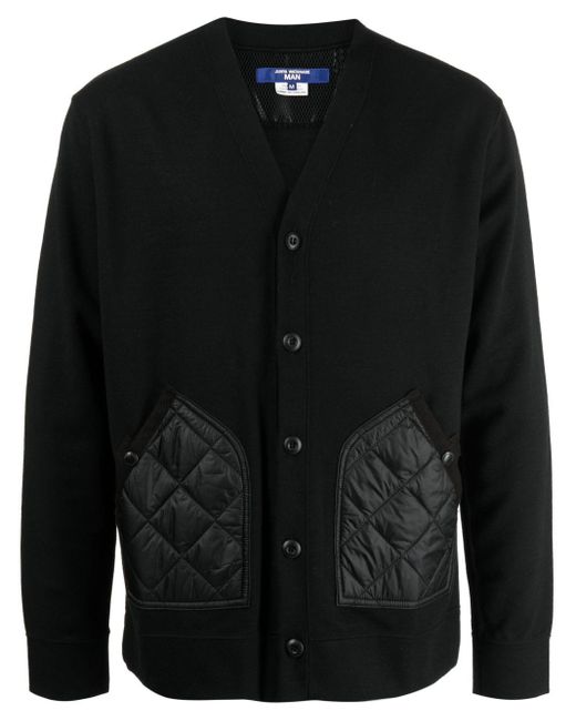Junya Watanabe Black Quilted-panel V-neck Jacket for men