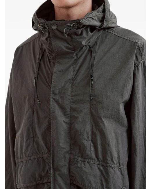 AFTERMATHS Gray Hooded Windbreaker Jacket for men