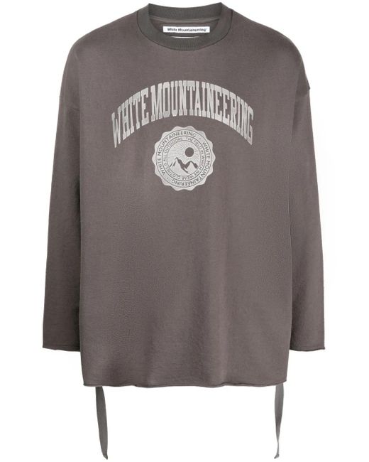 White Mountaineering Gray Logo-Print Draped-Strap Sweatshirt for men