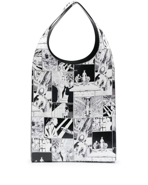 Coperni Gray Swipe Comic-print Tote Bag