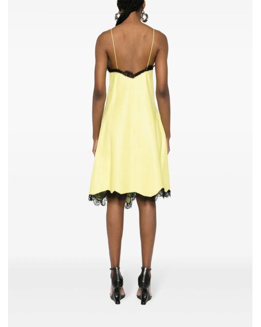 Off-White c/o Virgil Abloh Yellow Leather Lace-Detail Dress