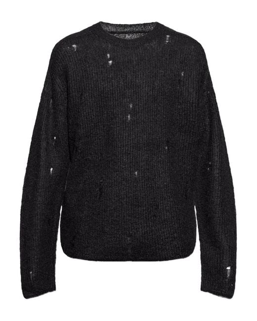AllSaints Black Edgin Distressed Sweater for men