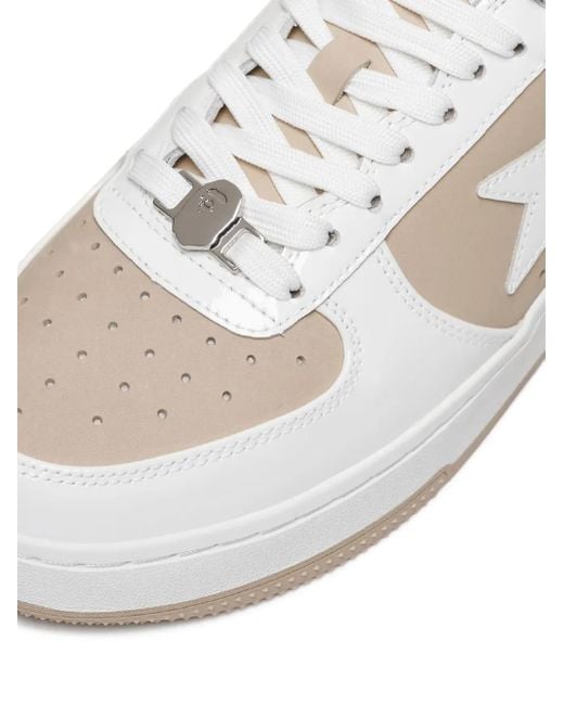A Bathing Ape White Star-Patch Leather Sneakers for men