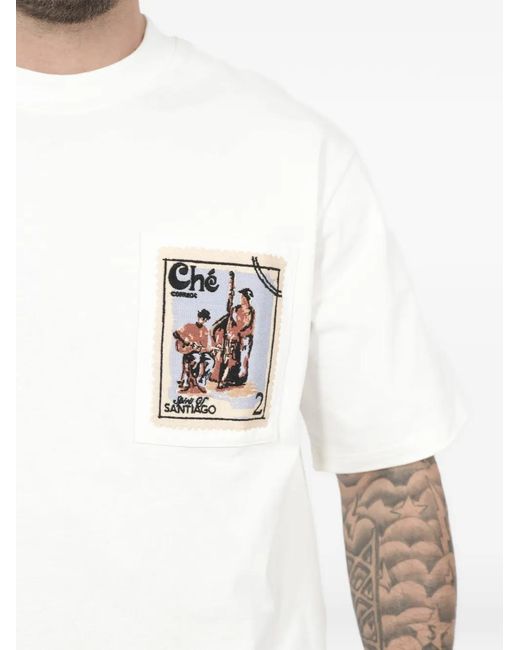 CHE White Printed Pocket T-Shirt for men