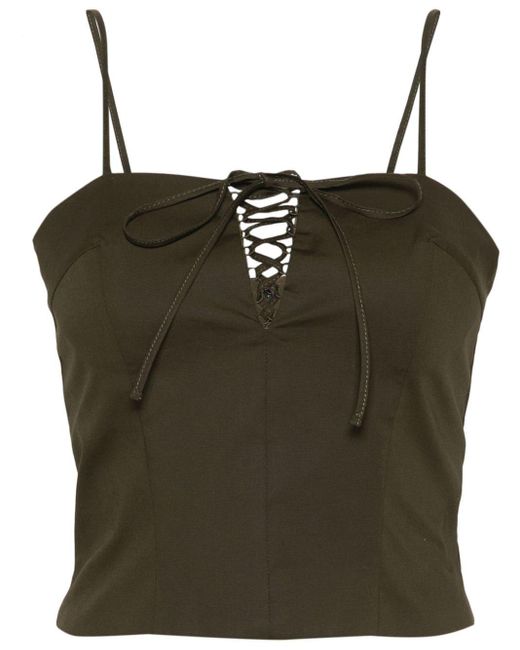 FEDERICA TOSI Green Lace-up Cropped Top