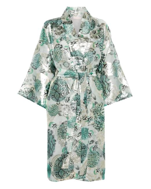 Dolci Follie Blue Metallic-Print Mid-Length Robe
