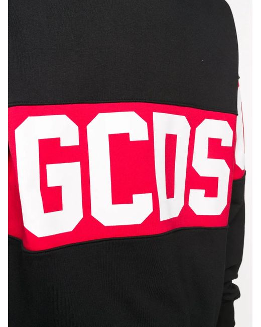 Gcds Black Hooded Sweatshirt With Logo for men
