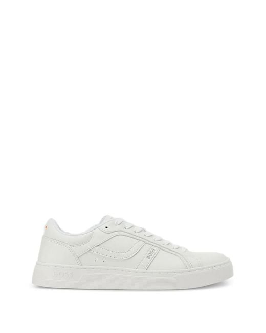 Boss White Logo-Print Sneakers for men