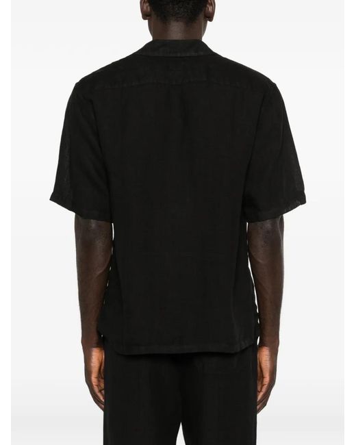 120% Lino Black Pocket Short-Sleeve Shirt for men
