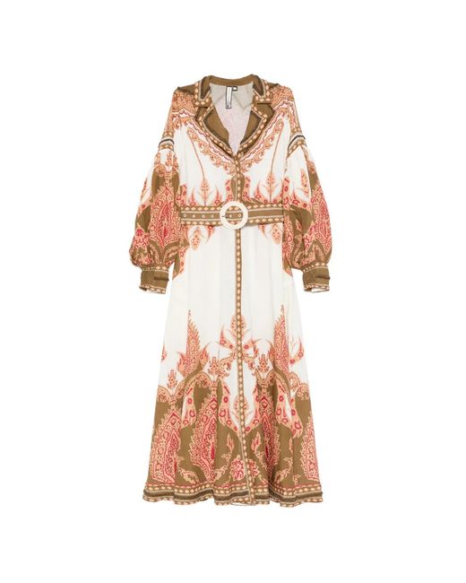 Scarlett Poppies Pink Florista Belted Printed Midi Dress