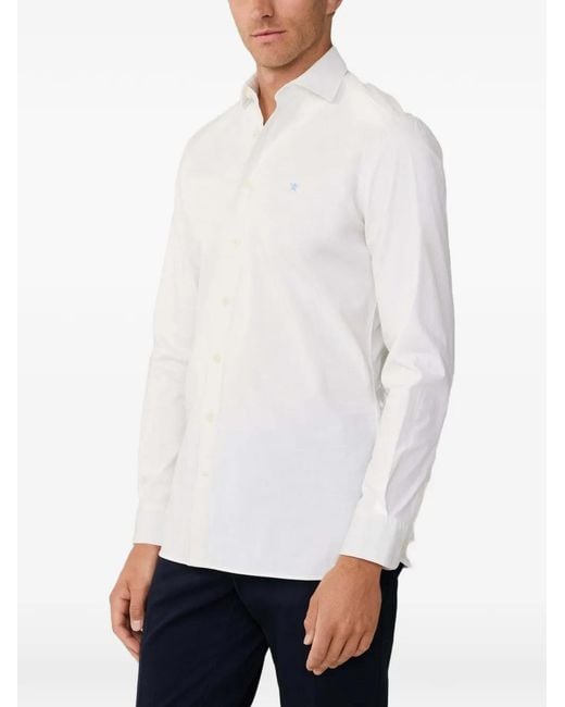 Hackett White Kent-Collar Stretch-Poplin Shirt for men