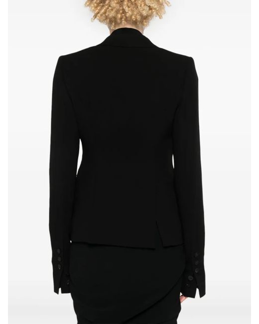 Rick Owens Black Single-Breasted Virgin Wool Blazer