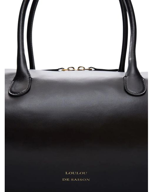 Loulou de Saison Black Reez Cylindric Leather Shoulder Bag