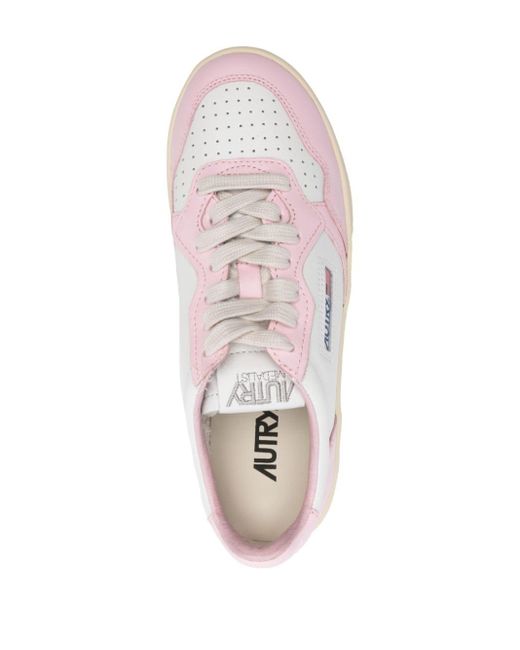 Autry Medalist Leren Sneakers Met Plateauzool in het Pink