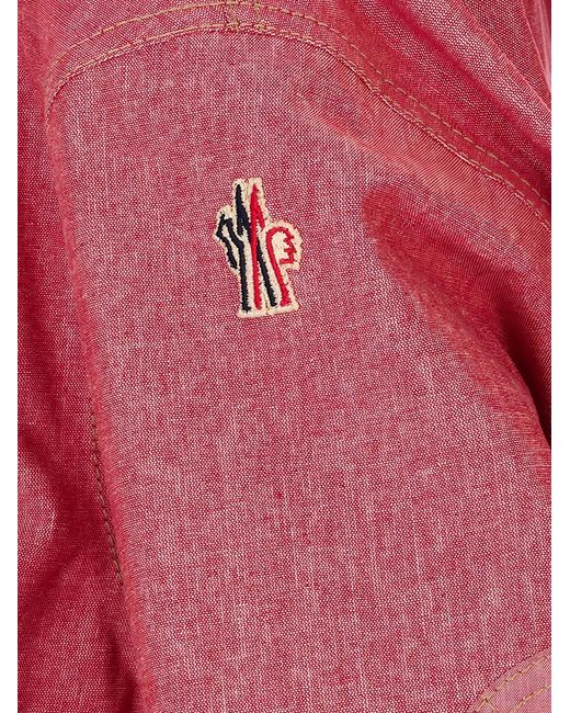 Moncler Red Hooded Press-Stud Jacket