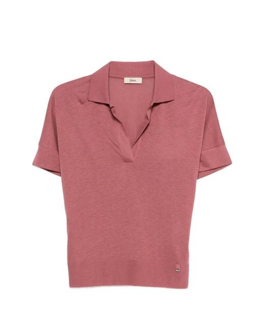 Herno Pink V-Neck Short-Sleeve T-Shirt