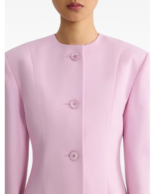 Patou Pink Button-Fastening Collarless Jacket