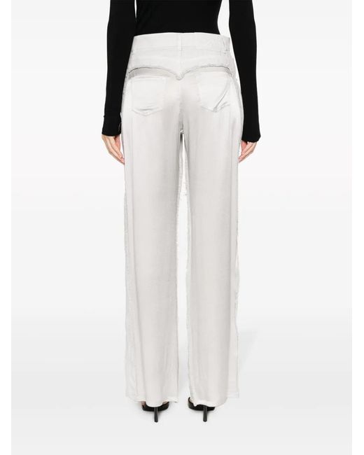 Blumarine White High-Waist Satin-Panelled Jeans